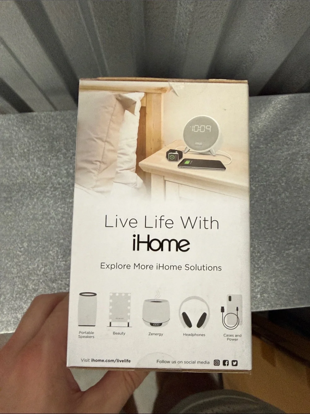 iHome PowerClock Bluetooth Speaker Alarm Clock - White and Silver